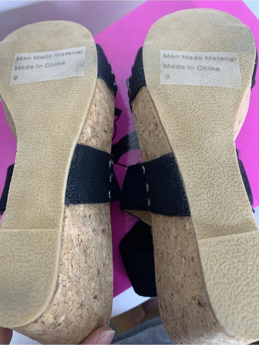Corky’s Liberty Black Shoes Size 9 Platform Wedge Strappy Cork Sole New In Box